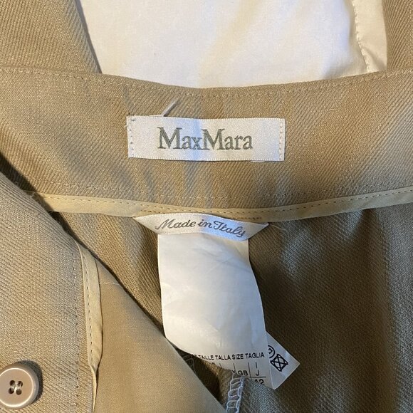 Max Mara Tan Linen Pants Women's Size 8 - Picture 6 of 8